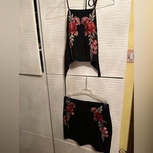 Black Floral Embroidered Set - Festival Season